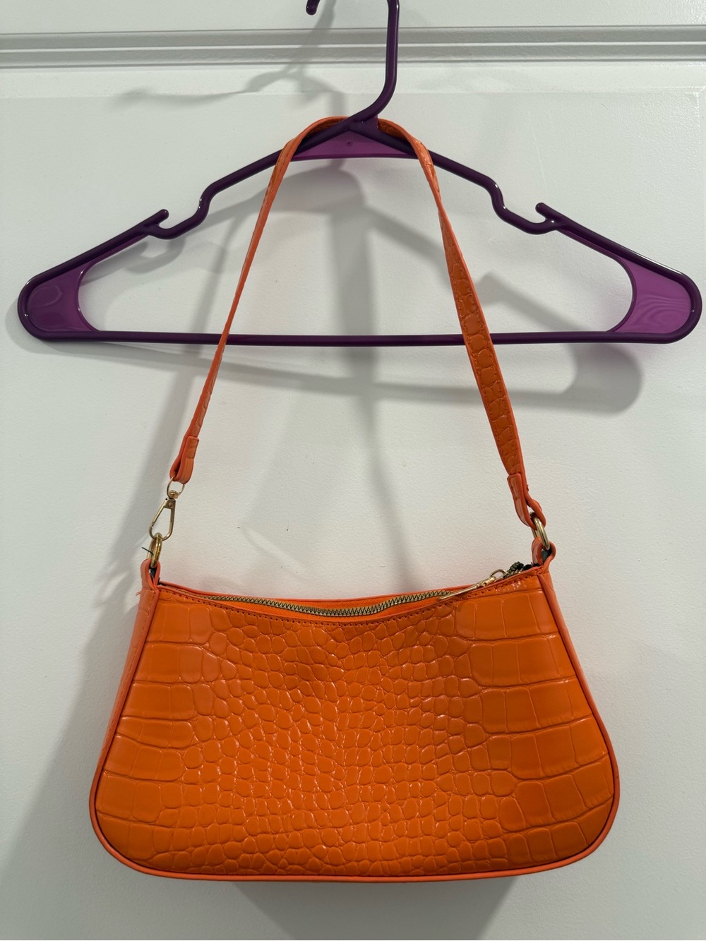 Orange Croc Embossed Y2K Shoulder Bag 🧡